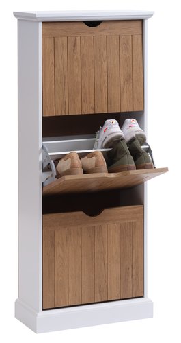 Шкаф за обувки OLDEKROG 3 отделения бял/цвят дъб