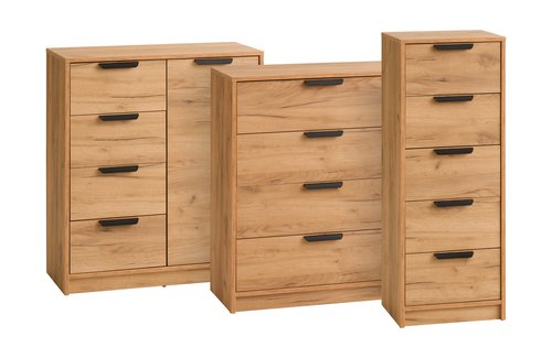 Commode JENSLEV 4 tiroirs 1 porte chêne