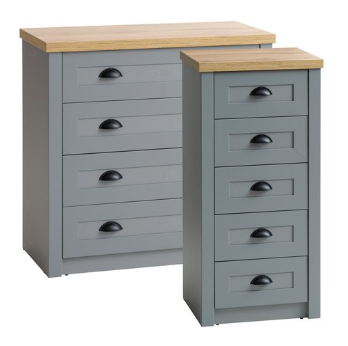 Commode MARKSEL 5 tiroirs gris