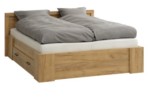 Bed frame LINTRUP EUR 160x200 excl. slats oak