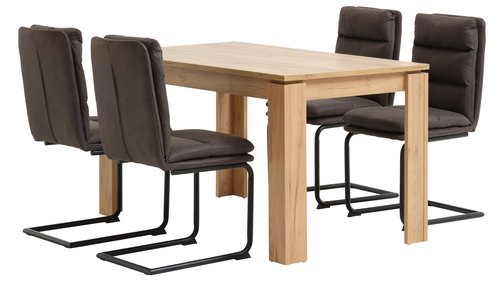 LINTRUP D140 stôl dub + 4 ULSTRUP stoličky antracitová