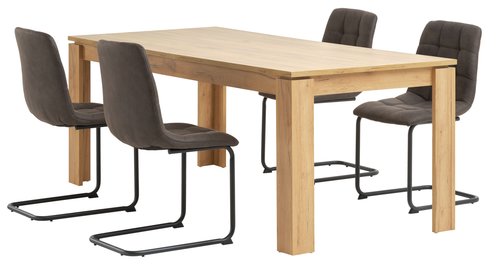 LINTRUP Д190/280 маса цвят дъб + 4 HURUP стола сиви