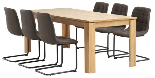 LINTRUP D190/280 stůl dub + 4 ULSTRUP židle antracit