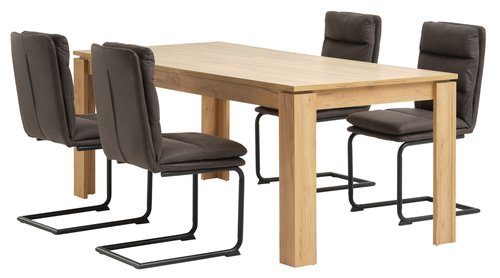 LINTRUP D190/280 stůl dub + 4 ULSTRUP židle antracit
