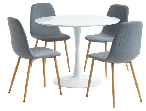 RINGSTED ÁTM100 asztal fehér + 4 JONSTRUP szék világoskék