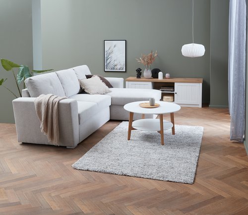 Couchtisch JEGIND Ø80 weiß/natur JYSK
