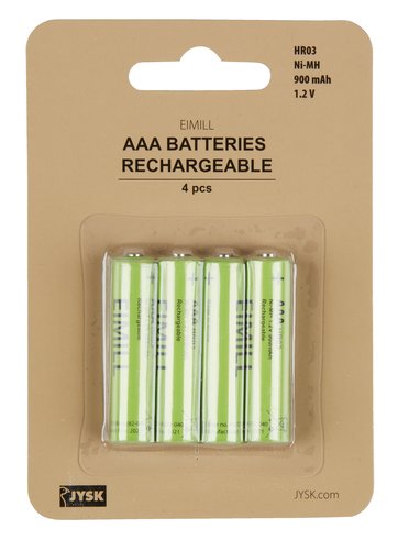 Batterier EIMILL genopladelig AAA 4 stk/pk