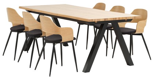 Table SANDBY 100x210 chêne naturel/noir JYSK
