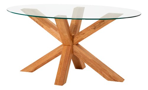 Τραπέζι μέσης AGERBY 60x100 γυαλί/δρυς