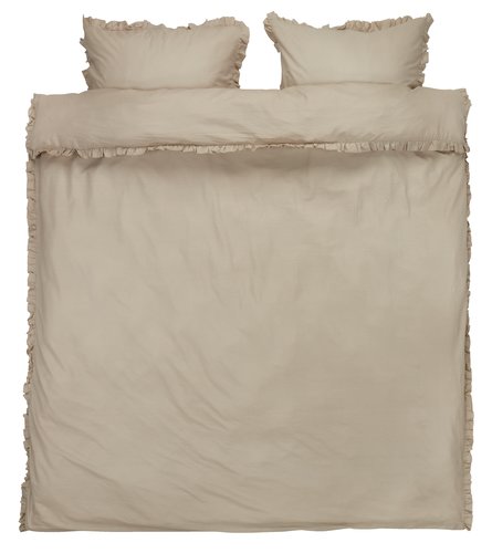 Parure de lit en coton lavé ELMA 200x220 sable