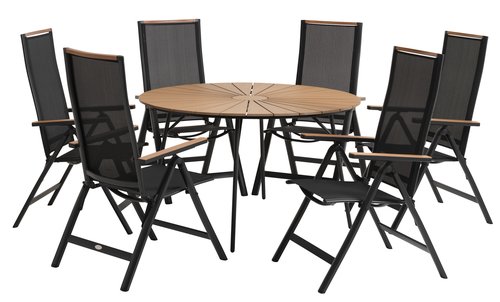 RANGSTRUP Ø130 table naturel/noir + 4 BREDSTEN chaise noir