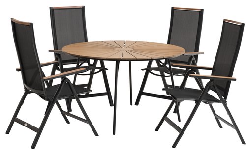 RANGSTRUP Ø130 table naturel/noir + 4 BREDSTEN chaise noir