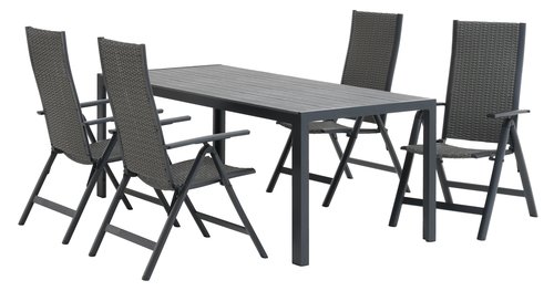 PINDSTRUP L205 bord grå + 4 UGLEV stol grå
