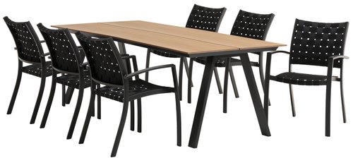 FAUSING L220 Tisch natur + 4 JEKSEN Stuhl schwarz JYSK