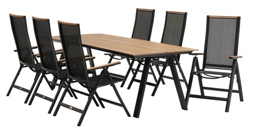 FAUSING L220 table naturel + 4 BREDSTEN chaise noir
