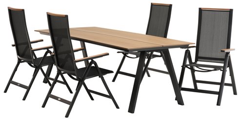 FAUSING L220 table naturel + 4 BREDSTEN chaise noir