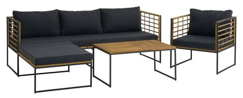Set lounge UGILT con chaiselongue 3 posti legno