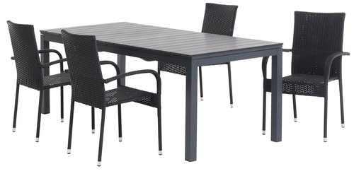 VATTRUP L206/319 tafel zwart + 4 GUDHJEM stoelen zwart