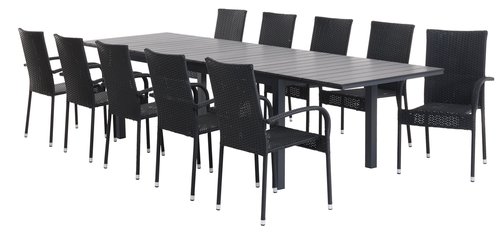 VATTRUP L206/319 table black + 4 GUDHJEM chair black