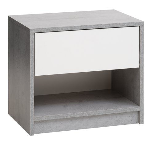 Yöpöytä BILLUND valkoinen/betoni
