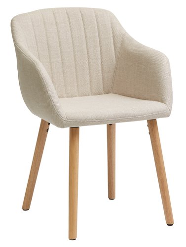 Blagovaonska stolica ADSLEV bež tkanina/boja hrast