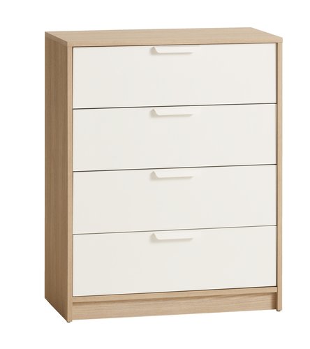 Commode JENSLEV 4 tiroirs chêne/blanc