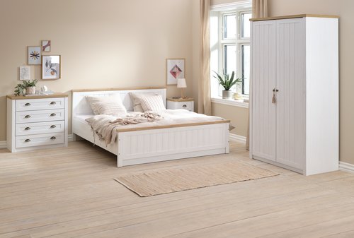 Bed frame MARKSKEL KNG 150x200 oak/white