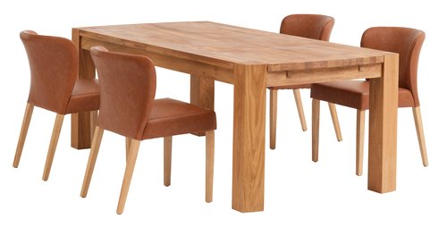 OLLERUP L200 Tisch + 4 KULBY Stühle braun/eiche