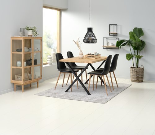 Dining table ROSKILDE 80x140 natural oak/black | JYSK