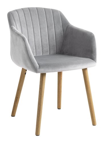 Dining chair ADSLEV grey velvet/natural