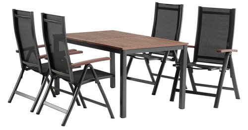 YTTRUP L150 bord hårdträ + 4 LIMHAMN positionsstol grå