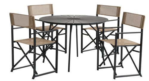 RANGSTRUP Ø110 tafel zwart + 4 NAGELSTI stoelen zwart