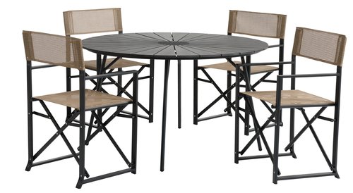 RANGSTRUP Ø130 tavolo nero + 4 NAGELSTI sedia nero