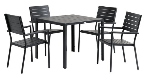Garden table MADERUP W90xL90 black