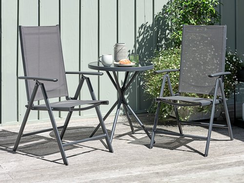 RADSTRUP Ø60 table noir + 2 MELLBY chaises inclinables noir