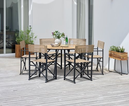 RANGSTRUP ÁTM130 asztal natúr/fekete + 4 NAGELSTI szék fek.