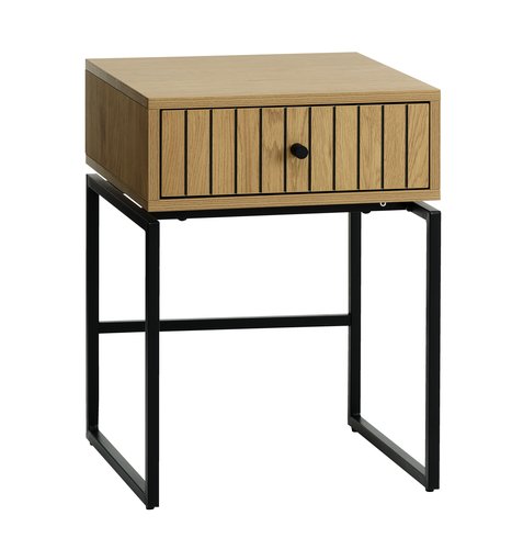 Noční stolek HEMDRUP 1 zásuvka barva dubu/černá