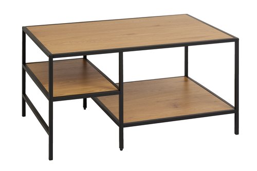 Tavolino TRAPPEDAL 90x60 cm 2 ripiani color rovere/naturale