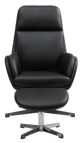 Sessel mit Fußhocker TANKEDAL Kunstleder schwarz