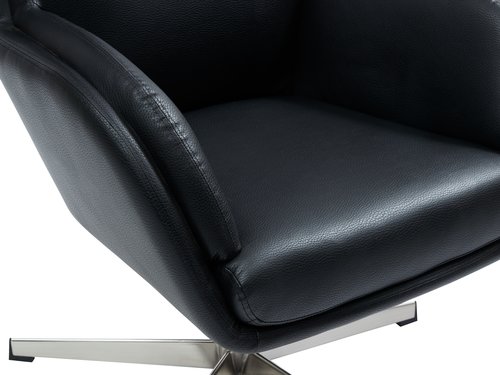 Fotel z podnóżkiem TANKEDAL czarny skóra ekologiczna