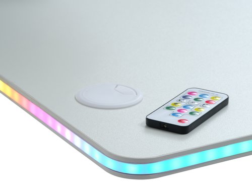 Gamer asztal HALBJERG 65x135 LED fénnyel fehér