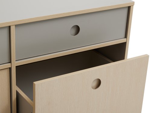 3+3 drawer chest ANNISSE grey/natural