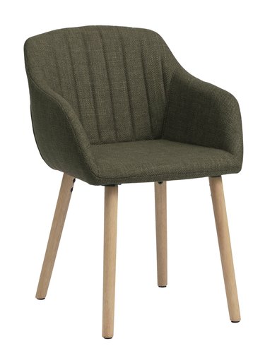 Sandalye ADSLEV zeytin yeşili kumaş/meşe rengi