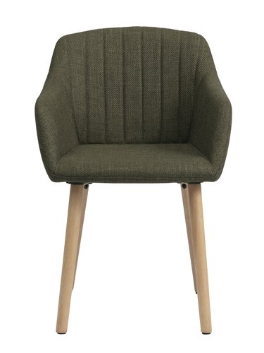 Blagovaonska stolica ADSLEV masl. zelena tkanina/boja hrast