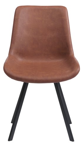 Dining chair HYGUM swivel cognac faux leather/black