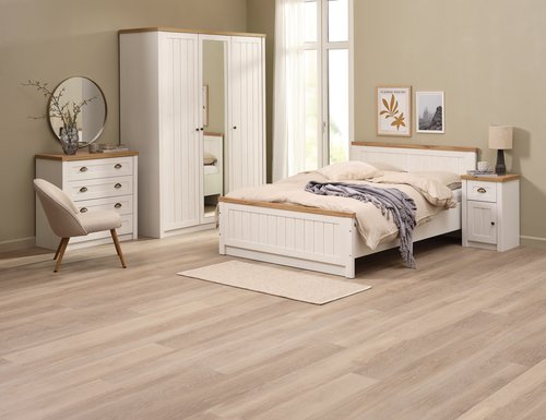 Comodino MARKSKEL 1 cass. bianco/rovere