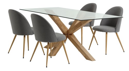 AGERBY D190 stol hrast + 4 KOKKEDAL stolice siva/hrast