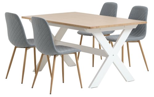 VISLINGE H150 asztal natúr + 4 JONSTRUP szék világoskék