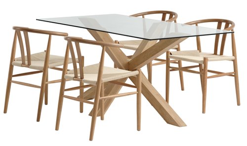 AGERBY L160 table oak + 4 GUDERUP chairs oak/natural