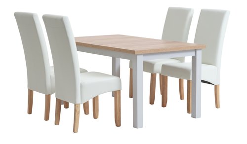 MARKSKEL H150/193 asztal szürke + 4 BAKKELY szék krémszínű